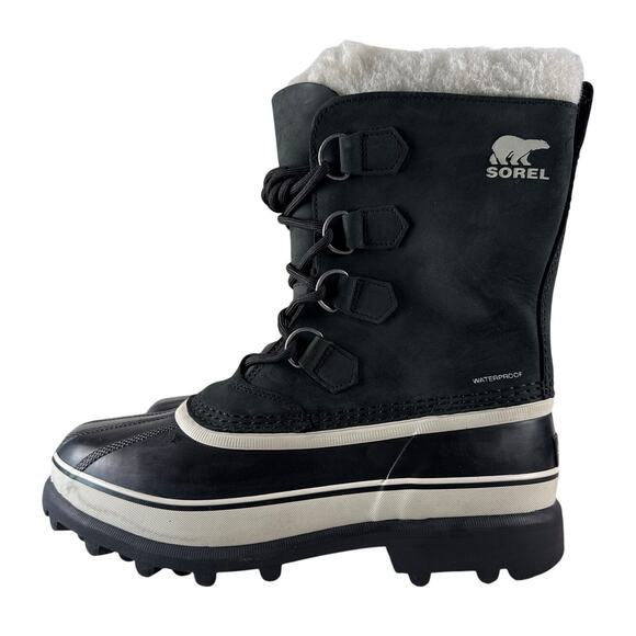 Sorel Caribou Winter Snow Boots Womens 10.5 Waterproof Leather Insulated Black - Picture 5 of 13